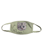 Katous Mask Embroidery Cat with lining - Green