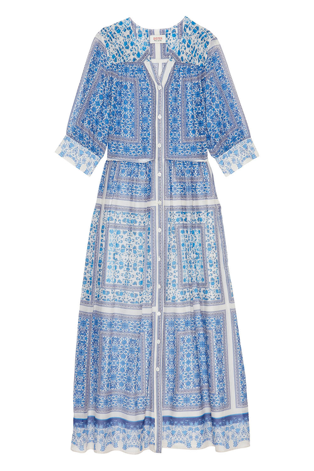 paul and joe sister lace dress Paul & Joe Sister Zip Up Sleeveless Blue Lace Detail Fit and Flare Dress Size 40