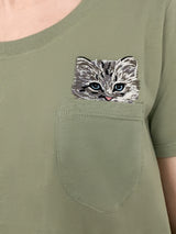 Glendale Cat Pocket Tee - Green